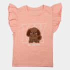 Girls Light Pink Cotton Round Neck Regular T-Shirt, Light Pink, small