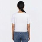 Women's White Cotton Round Neck Graphic Printed T-Shirt, White, small
