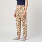 Women's Beige Straight Fit Printed Lounge Pyjama, Beige, small
