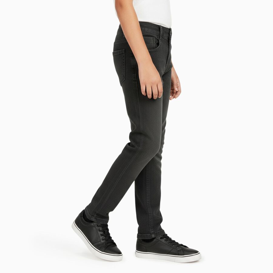 Boys' Faded Black Slim Fit Jeans, ओलिव, large image number null