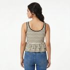 Women's White Scoop Neck Peplum Top, White, small