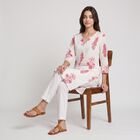 Women's Pink Notch Neck Floral Printed Kurta, Pink, small