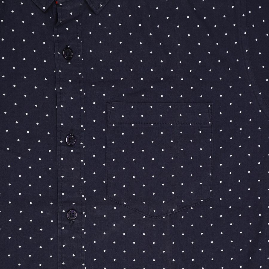 Boys' Deep Midnight Navy Blue Cotton Classic Casual Shirt, Navy Blue, large image number null