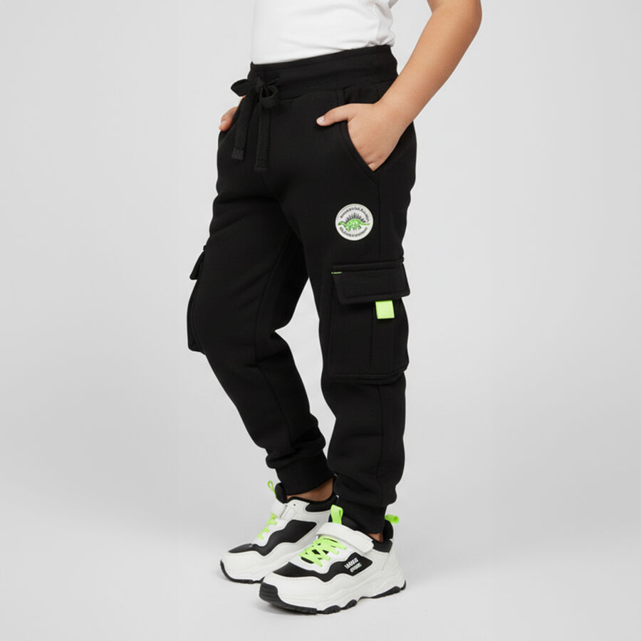 Boys' Jet Black Cargo Jogger Pyjama, Black, large image number null