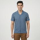 Men's Blue Spread Collar Casual Shirt, Mid Blue, small