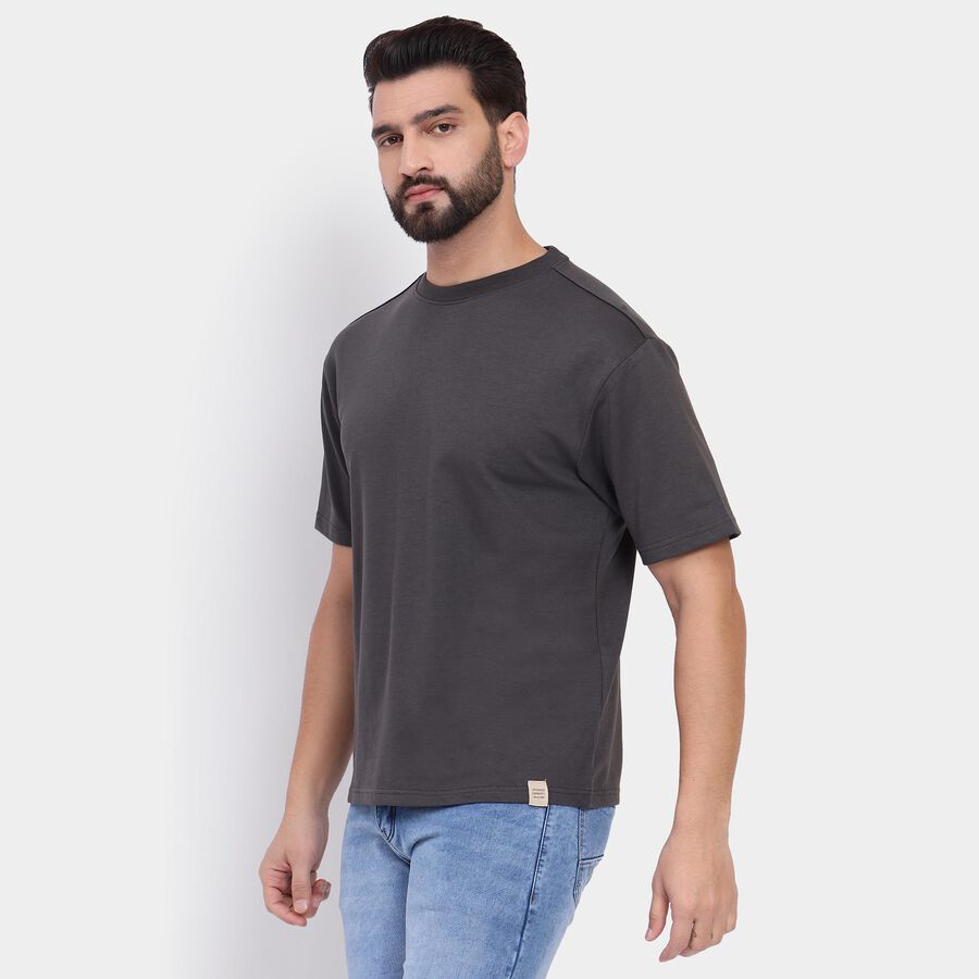 Men's Round Neck Half Sleeves T-Shirt , Dark Grey, large image number null
