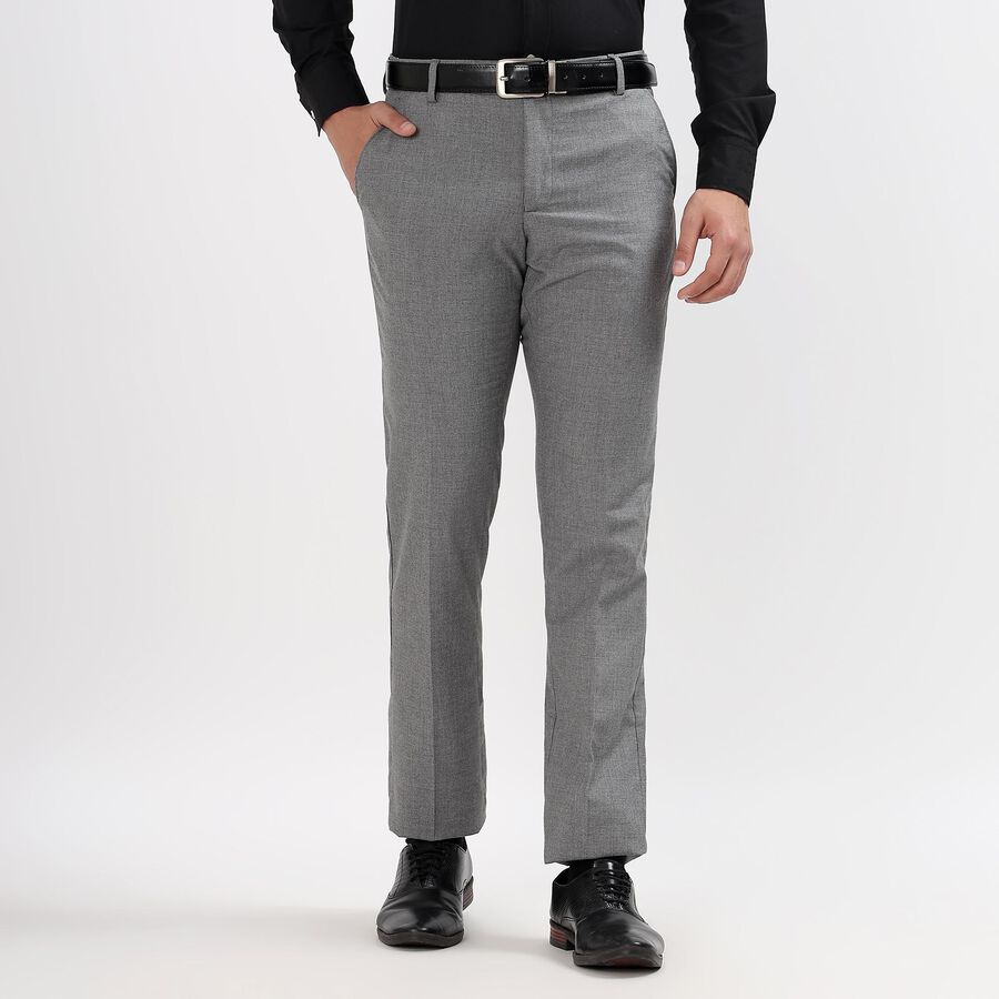 Men's Slim Fit Formal Trousers, हल्का ग्रे, large image number null