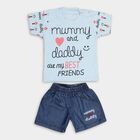 Boys' Light Blue Round Neck Printed Baba Suit, Light Blue, small image number null