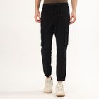 Men's Jet Black Slim Fit Cargo Trousers, काला, small image number null