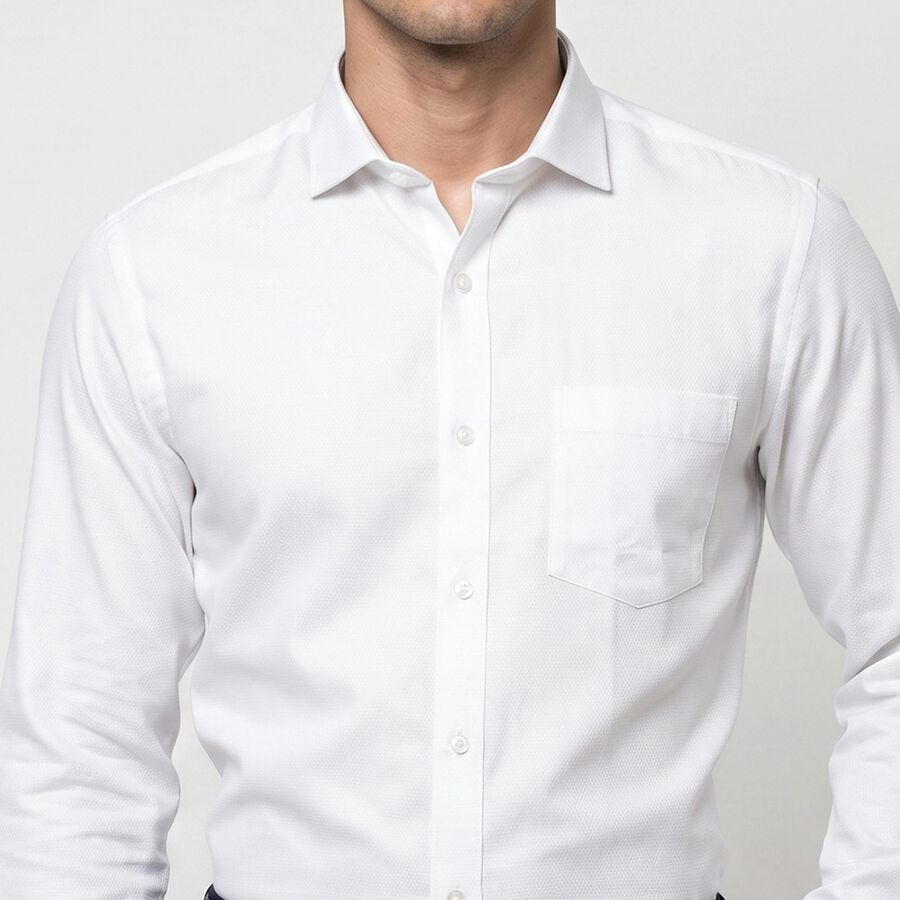 Men's White Formal Shirt, White, large