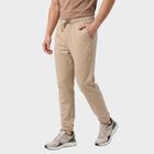Men's Beige Jogger Fit Solid Track Pants, गहरा पीला, small