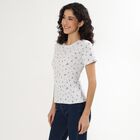 Women's Muted Sage Green Round Neck Casual T-Shirt, Melange Light Grey, small