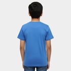Boys' Navy Blue Cotton Round Neck Casual T-Shirt, गहरा नीला, small