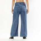 Women's Stonewashed Blue Wide-Leg High-Rise Jeans, मध्यम नीला, small image number null