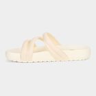 Women's Off White Cross Strap Slip-On Slippers, ऑफ व्हाइट, small