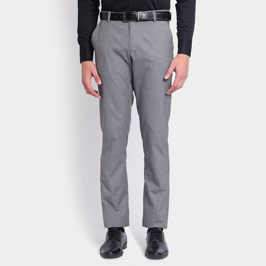 Men's Slim Fit Formal Trousers, हल्का ग्रे, large image number null