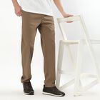 Men's Muted Brown Slim Fit Flat-Front Casual Trousers, भूरा, small