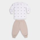 Infants' Beige Cotton Round Neck Printed Baba Suit, गहरा पीला, small image number null