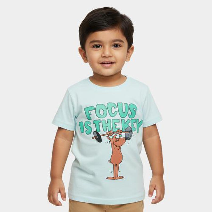 Boys' 100% Cotton Half Sleeves T-Shirt, Light Blue, large image number null