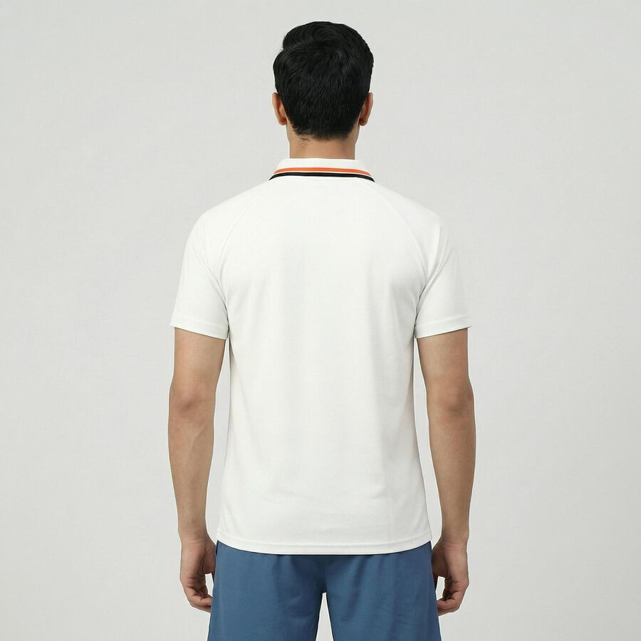 Men White Crew Neck Athleisure T-Shirt, सफ़ेद, large