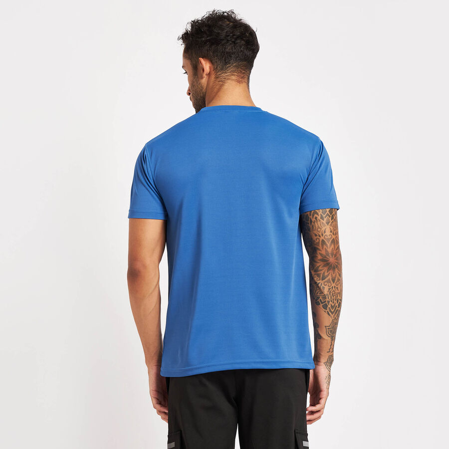 Solid Round Neck T-Shirt, Mid Blue, large image number null