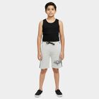 Boys' Ecru Melange Regular Fit Cotton Blend Bermuda Shorts, एक्रू मिश्रित, small