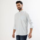 Men's Light Powder Blue Cotton Mandarin Collar Casual Shirt, हल्का नीला, small
