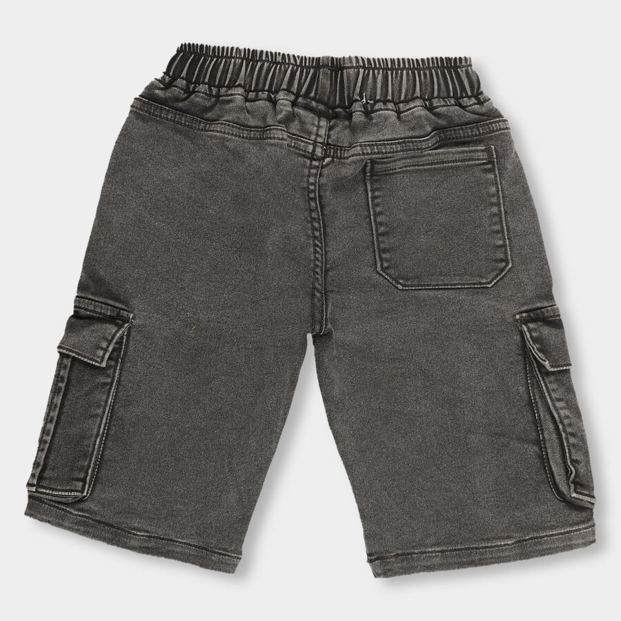 Boys' Muted Charcoal Black Cargo Style Jamaican Shorts, ओलिव, large image number null