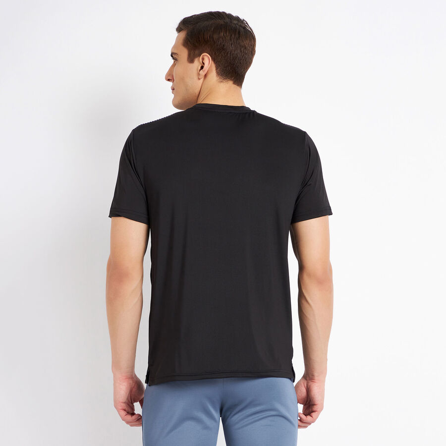 Printed Round Neck T-Shirt, Black, large image number null