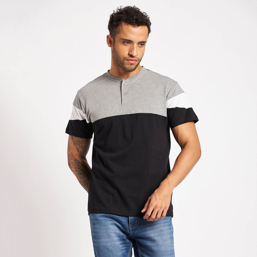 Henley T-Shirt, Black, large image number null