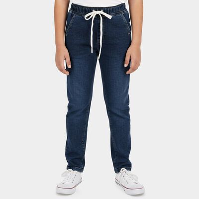Boys' Navy Blue Slim Fit Drawstring Waist Jeans