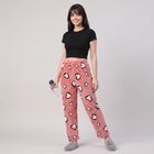 Women's Pink Straight Fit Heart Printed Pyjama, गुलाबी, small