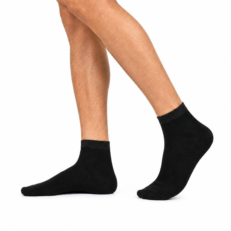Men's Ankle Length Socks Pack of 3 ( Blue, Black, Grey ), Mid Blue, large