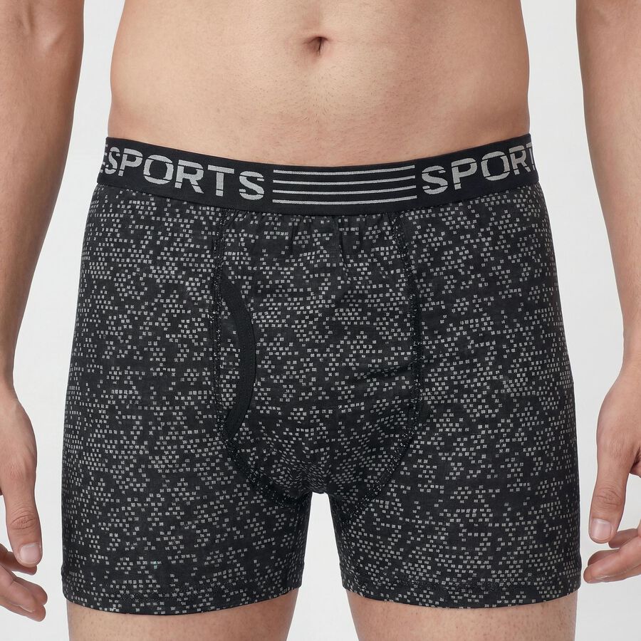 Men's Black Regular Fit Cotton Trunks, काला, large