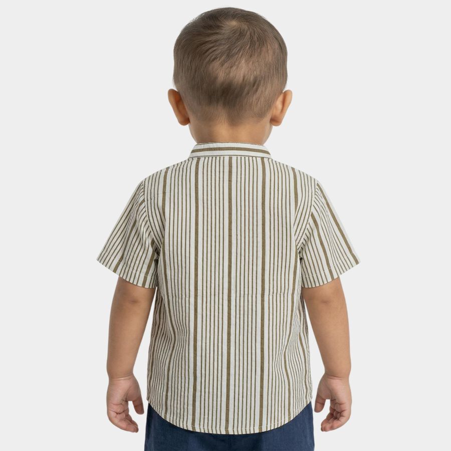 Infants Dark Grey Cotton Half Sleeve Classic Casual Shirt, Dark Grey, large