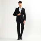 Men's Jet Black Slim Fit Single-Breasted Blazer, Black, small image number null