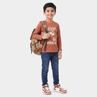 Boys Brown Cotton Blend Round Neck Regular Boys T-Shirt, Brown, small