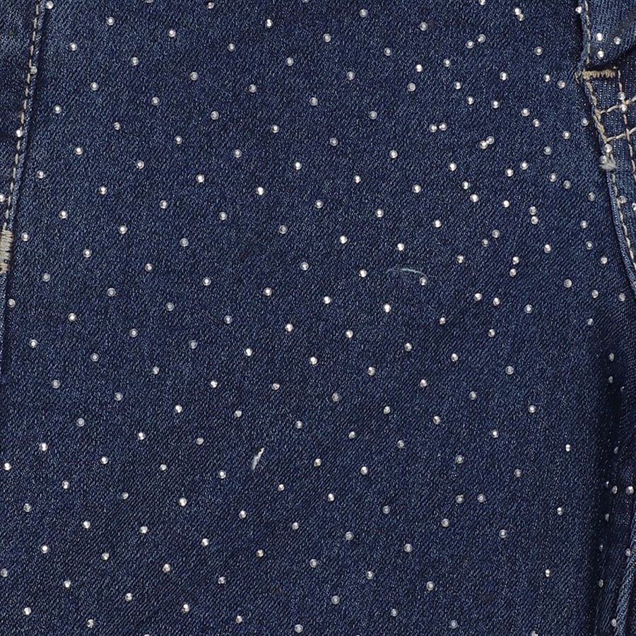 Girls' Dark Indigo Wide-Leg Polka Dot Jeans, Dark Blue, large image number null