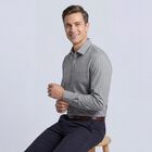 Men's Light Grey Spread Collar Formal Shirt, Light Grey, small