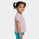 Girls Purple Cotton Round Neck Casual T-Shirt, Lilac, small