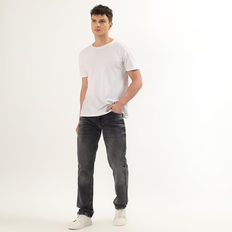 Men's Charcoal Black Straight Fit Five-Pocket Jeans, Light Grey, large image number null