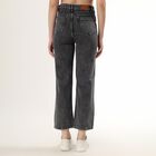 Women's Washed Charcoal Black Wide-Leg High-Rise Jeans, Dark Grey, small image number null