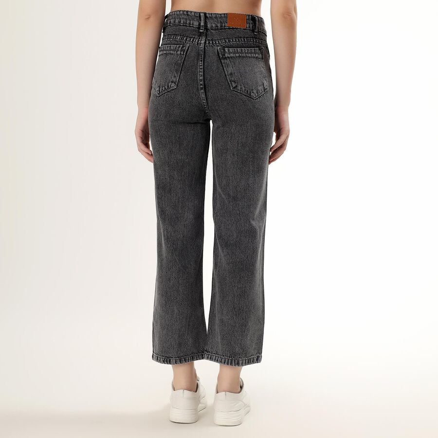 Women's Washed Charcoal Black Wide-Leg High-Rise Jeans, Dark Grey, large image number null