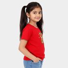 Girls Red Cotton Round Neck Casual T-Shirt, Red, small