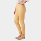 Women's Beige Slim Fit Solid Elastic Waist Churidar, गहरा पीला, small