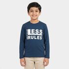 Boys Navy Blue Round Neck Regular Boys T-Shirt, टील ब्लू, small