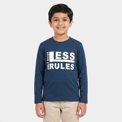 Boys Navy Blue Round Neck Regular Boys T-Shirt