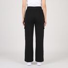 Women's Black Relaxed Fit Cargo Track Pants, Black, small