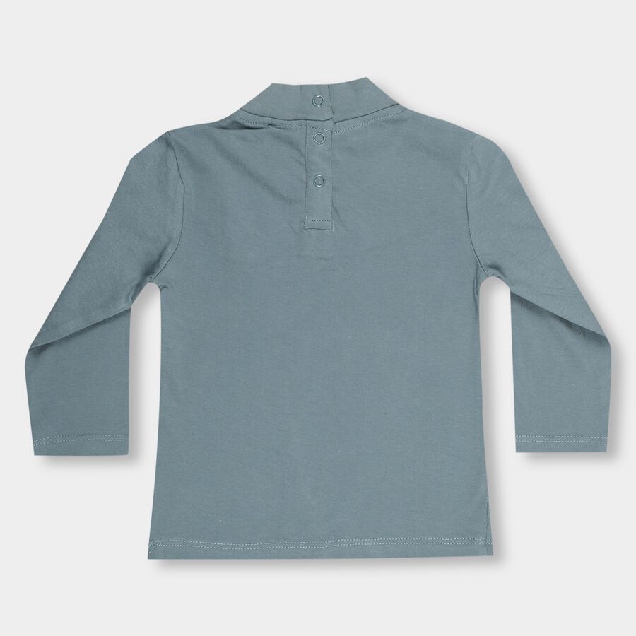 Infants' Muted Teal High Neck Casual T-Shirt, टील ब्लू, large image number null