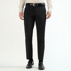 Men's Charcoal Black Slim Fit Pinstriped Formal Trousers, चारकोल, small image number null